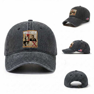 Malcolm X Quote Washed Cotton Baseball Cap Nobody Can Give You Freedom Take It TS12 Washed Cap Universal Fit Dark Gray Print Your Wear