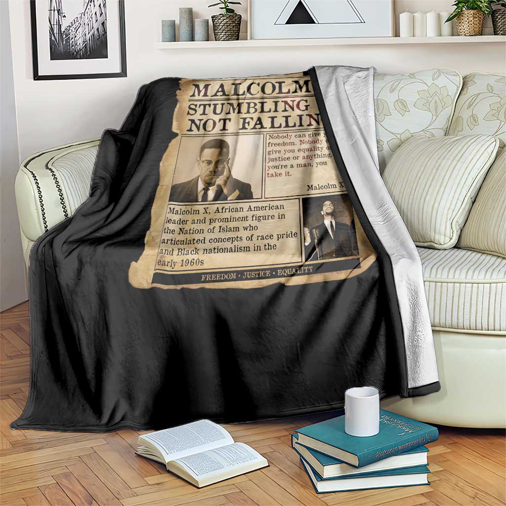 Malcolm X Throw Blanket Stumbling Is Not Falling Civil Rights Leader TS12 Print Your Wear
