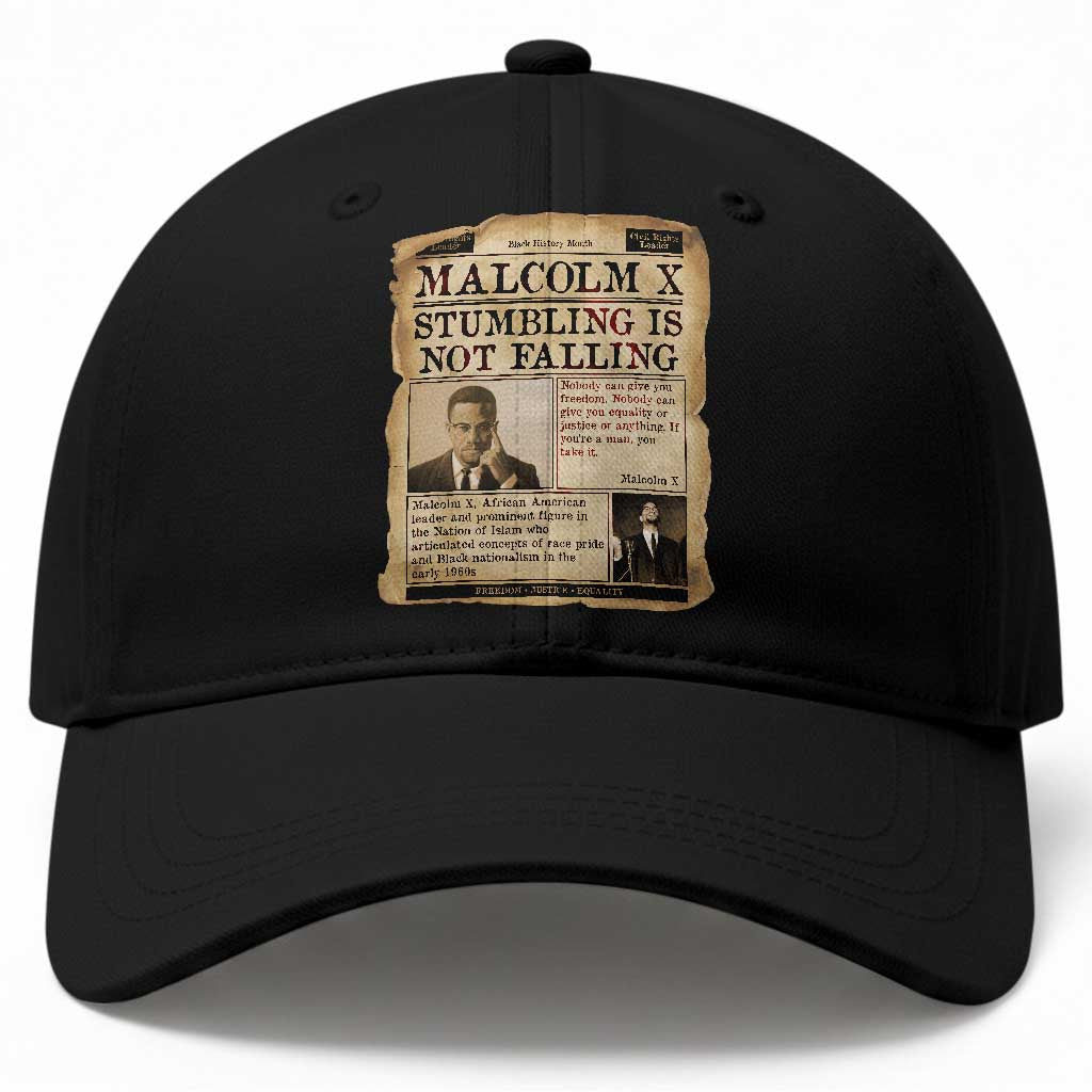 Malcolm X Baseball Cap Stumbling Is Not Falling Civil Rights Leader TS12 Print Your Wear