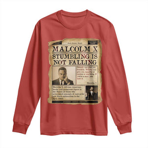 Malcolm X Long Sleeve Shirt Stumbling Is Not Falling Civil Rights Leader TS12 Red Print Your Wear