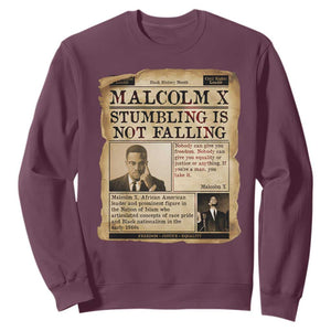 Malcolm X Sweatshirt Stumbling Is Not Falling Civil Rights Leader TS12 Maroon Print Your Wear