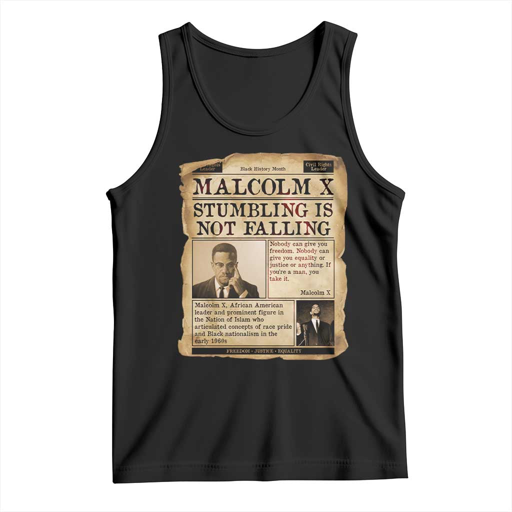 Malcolm X Tank Top Stumbling Is Not Falling Civil Rights Leader TS12 Black Print Your Wear