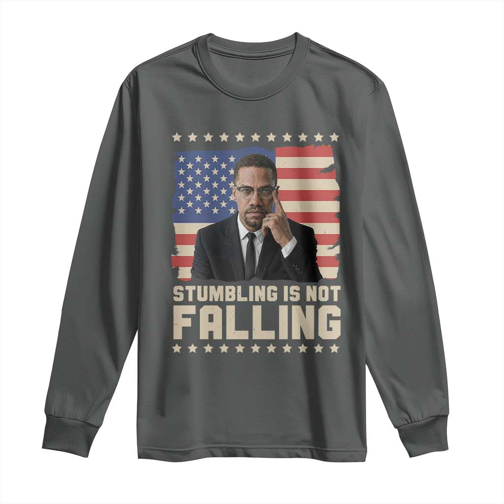 African American Pride Gift Long Sleeve Shirt Malcolm X TS12 Dark Heather Print Your Wear