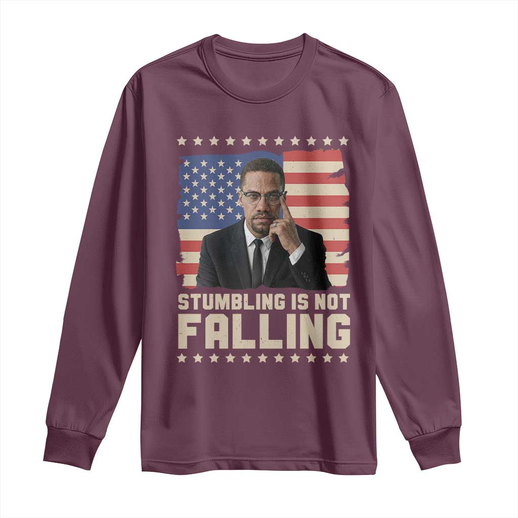 African American Pride Gift Long Sleeve Shirt Malcolm X TS12 Maroon Print Your Wear