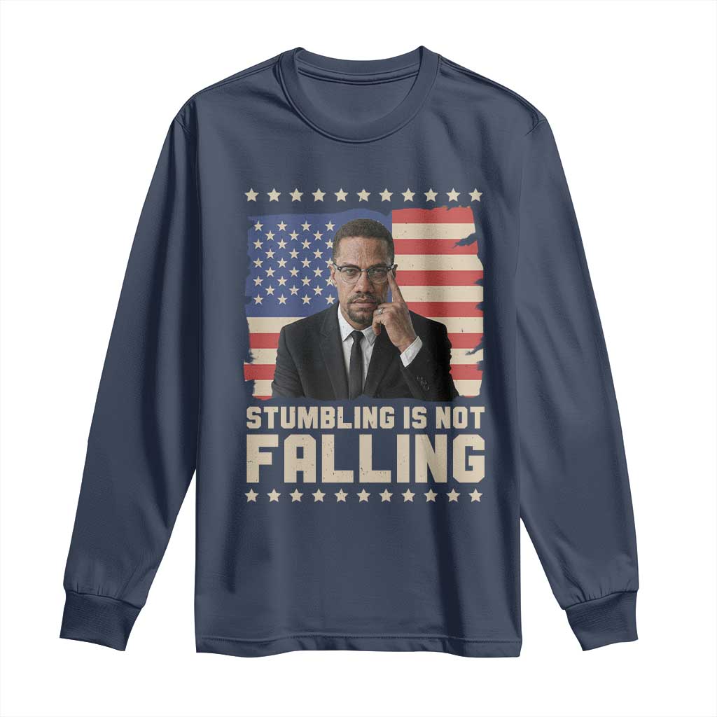 African American Pride Gift Long Sleeve Shirt Malcolm X TS12 Navy Print Your Wear