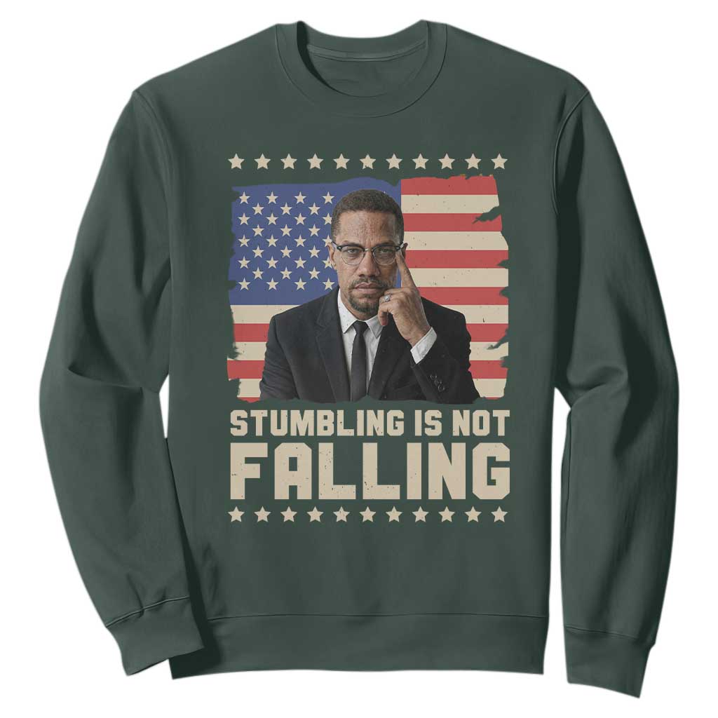 African American Pride Gift Sweatshirt Malcolm X TS12 Dark Forest Green Print Your Wear