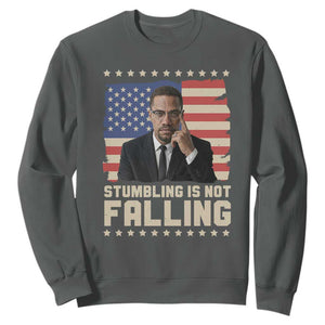 African American Pride Gift Sweatshirt Malcolm X TS12 Dark Heather Print Your Wear