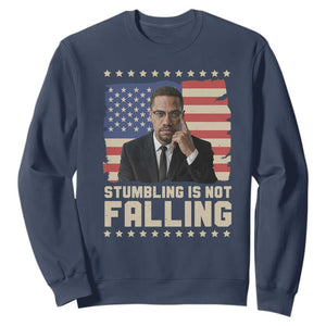 African American Pride Gift Sweatshirt Malcolm X TS12 Navy Print Your Wear