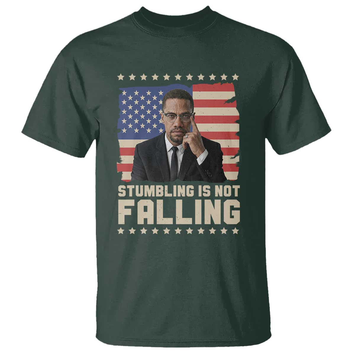 African American Pride Gift T Shirt Malcolm X TS12 Dark Forest Green Print Your Wear