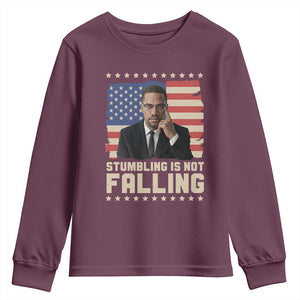 African American Pride Gift Youth Sweatshirt Malcolm X TS12 Maroon Print Your Wear