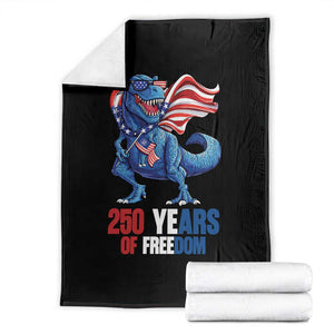 Funny Patriotic Dinosaur Throw Blanket 250 Years Of Freedom TS12 Black Print Your Wear