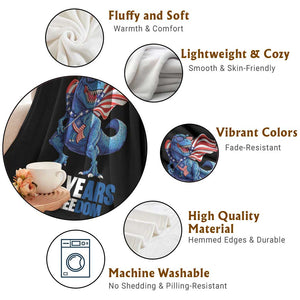 Funny Patriotic Dinosaur Throw Blanket 250 Years Of Freedom TS12 Print Your Wear