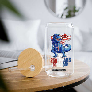 Funny Patriotic Dinosaur Glass Can 250 Years Of Freedom TS12 Print Your Wear