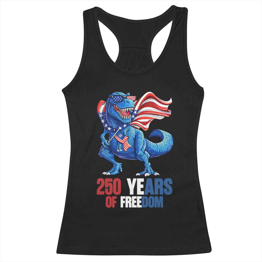 Funny Patriotic Dinosaur Racerback Tank Top 250 Years Of Freedom TS12 Black Print Your Wear