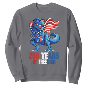 Funny Patriotic Dinosaur Sweatshirt 250 Years Of Freedom TS12 Charcoal Print Your Wear