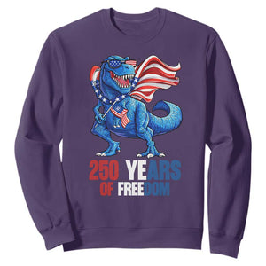 Funny Patriotic Dinosaur Sweatshirt 250 Years Of Freedom TS12 Purple Print Your Wear