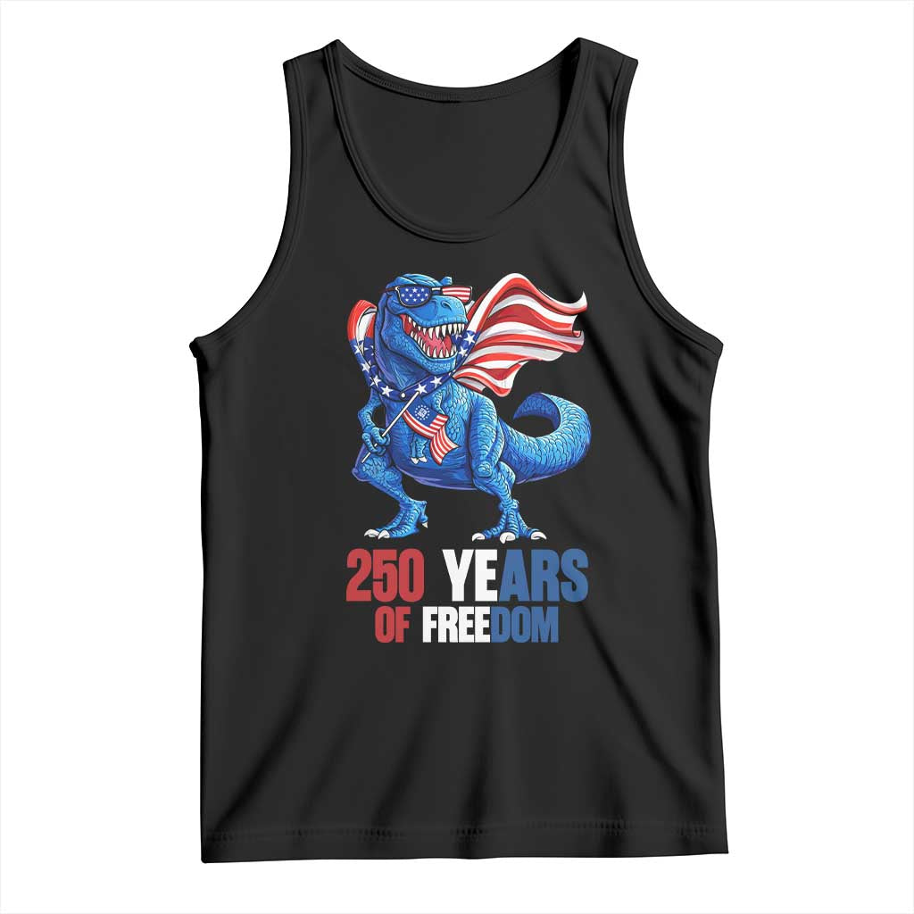 Funny Patriotic Dinosaur Tank Top 250 Years Of Freedom TS12 Black Print Your Wear
