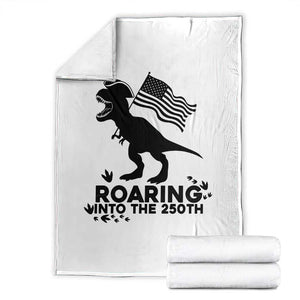 Funny Patriotic Dinosaur Throw Blanket Roaring Into The 250th Anniversary TS12 White Print Your Wear