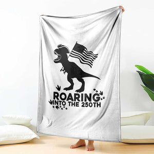 Funny Patriotic Dinosaur Throw Blanket Roaring Into The 250th Anniversary TS12 Print Your Wear
