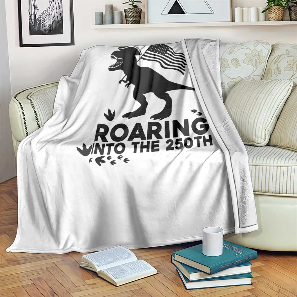 Funny Patriotic Dinosaur Throw Blanket Roaring Into The 250th Anniversary TS12 Print Your Wear