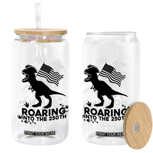 Funny Patriotic Dinosaur Glass Can Roaring Into The 250th Anniversary TS12 Print Your Wear