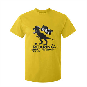 Funny Patriotic Dinosaur T Shirt For Kid Roaring Into The 250th Anniversary TS12 Daisy Print Your Wear