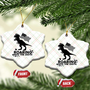 Funny Patriotic Dinosaur Ceramic Ornament Roaring Into The 250th Anniversary TS12 Print Your Wear