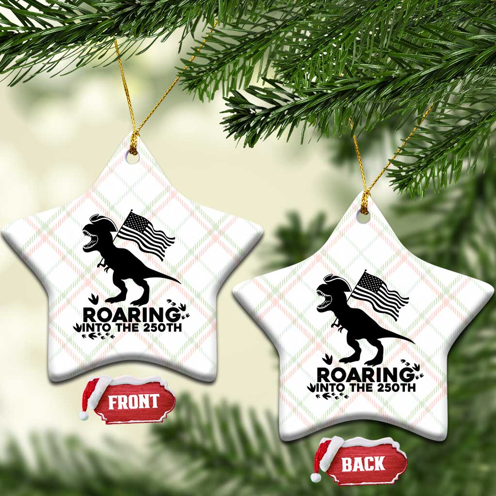 Funny Patriotic Dinosaur Ceramic Ornament Roaring Into The 250th Anniversary TS12 Print Your Wear