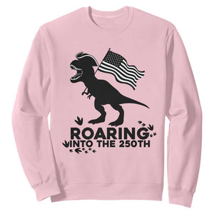 Funny Patriotic Dinosaur Sweatshirt Roaring Into The 250th Anniversary TS12 Light Pink Print Your Wear