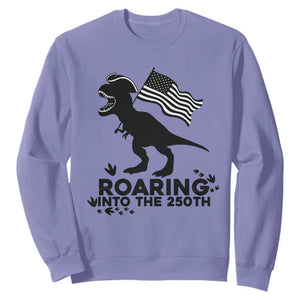 Funny Patriotic Dinosaur Sweatshirt Roaring Into The 250th Anniversary TS12 Violet Print Your Wear