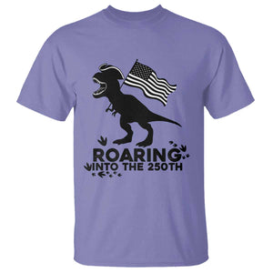 Funny Patriotic Dinosaur T Shirt Roaring Into The 250th Anniversary TS12 Violet Print Your Wear