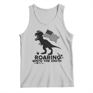 Funny Patriotic Dinosaur Tank Top Roaring Into The 250th Anniversary TS12 Ash Print Your Wear