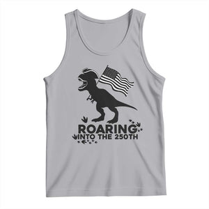Funny Patriotic Dinosaur Tank Top Roaring Into The 250th Anniversary TS12 Athletic Heather Print Your Wear