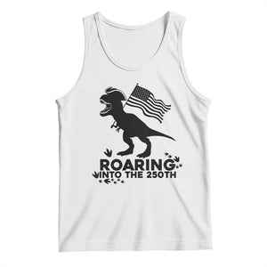 Funny Patriotic Dinosaur Tank Top Roaring Into The 250th Anniversary TS12 White Print Your Wear