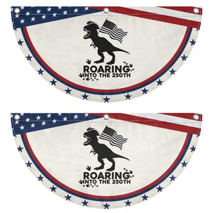 Funny Dinosaur Patriotic Fan Flag Roaring Into The 250th Anniversary TS12 2pcs pack Classic Beige Print Your Wear