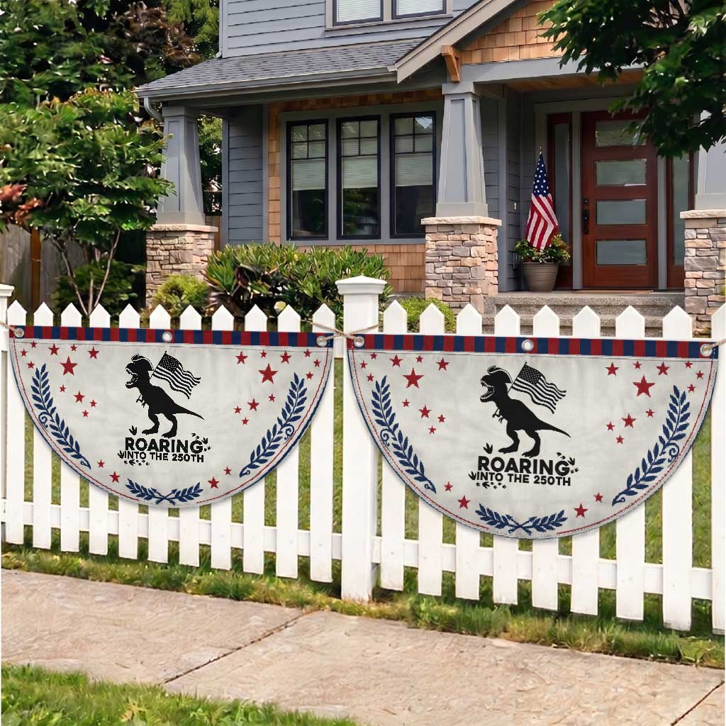Funny Dinosaur Patriotic Fan Flag Roaring Into The 250th Anniversary TS12 2pcs pack Laurel Beige Print Your Wear