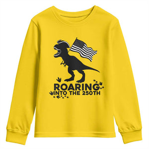Funny Patriotic Dinosaur Youth Sweatshirt Roaring Into The 250th Anniversary TS12 Daisy Print Your Wear