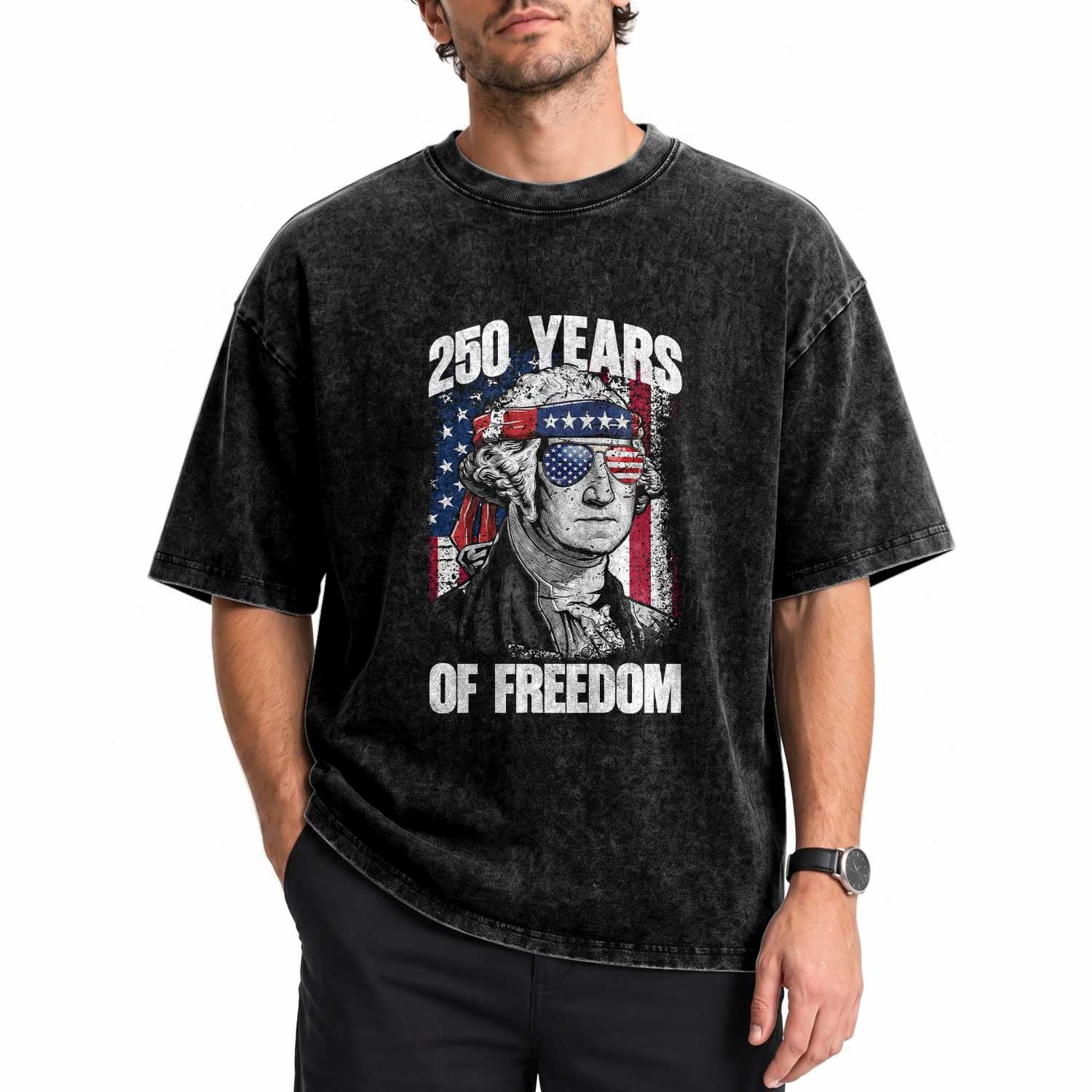 George Washington Founding Father Washed Cotton T-Shirt 250 Years Of Freedom