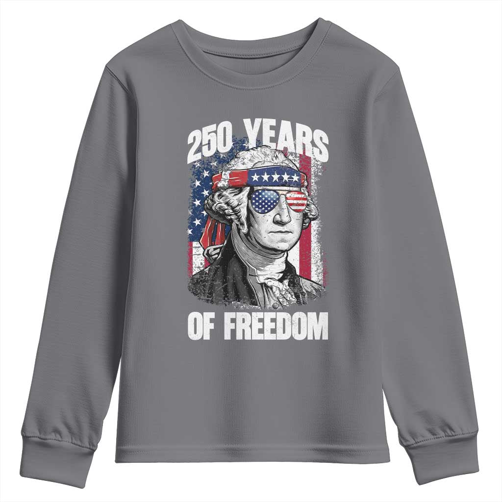 George Washington Founding Father Youth Sweatshirt 250 Years Of Freedom TS12 Charcoal Print Your Wear