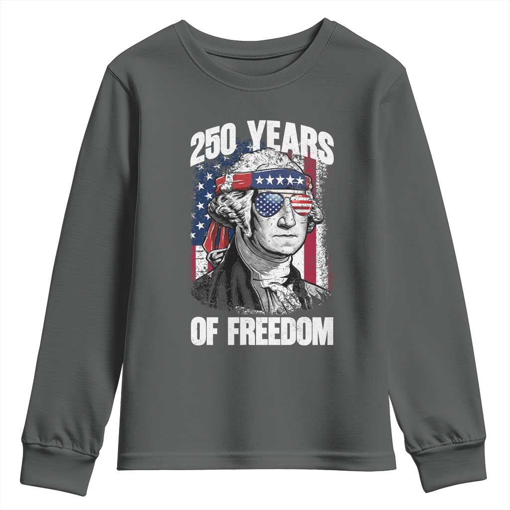 George Washington Founding Father Youth Sweatshirt 250 Years Of Freedom TS12 Dark Heather Print Your Wear