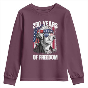 George Washington Founding Father Youth Sweatshirt 250 Years Of Freedom TS12 Maroon Print Your Wear