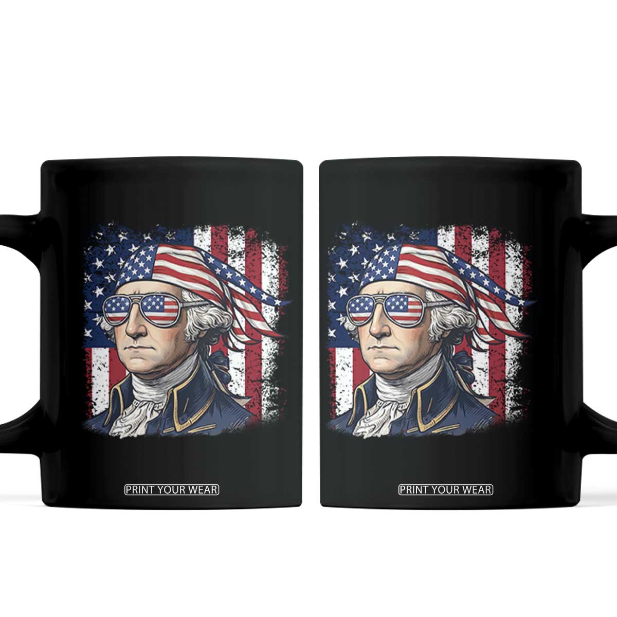 George Washington Patriotic Coffee Mug USA 250th Anniversary TS12 Black Print Your Wear