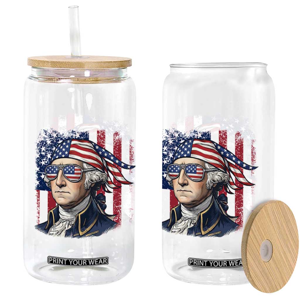 George Washington Patriotic Glass Can USA 250th Anniversary TS12 Print Your Wear