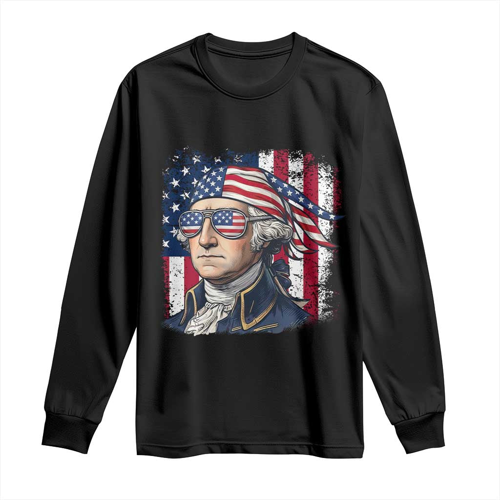 George Washington Patriotic Long Sleeve Shirt USA 250th Anniversary TS12 Black Print Your Wear