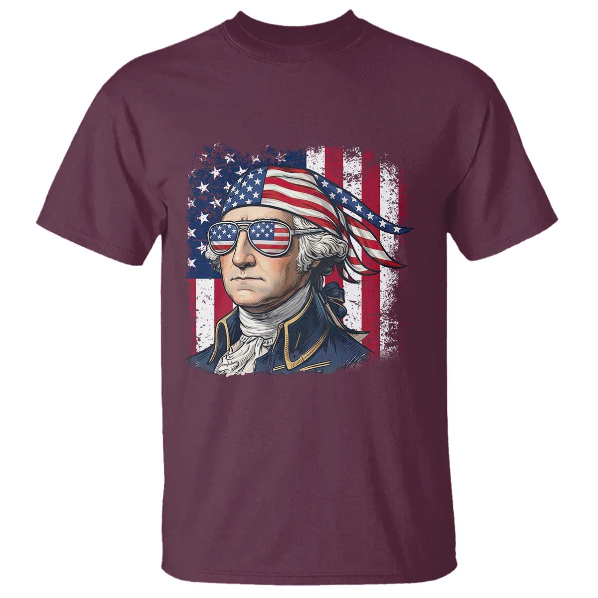 George Washington Patriotic T Shirt USA 250th Anniversary TS12 Maroon Print Your Wear