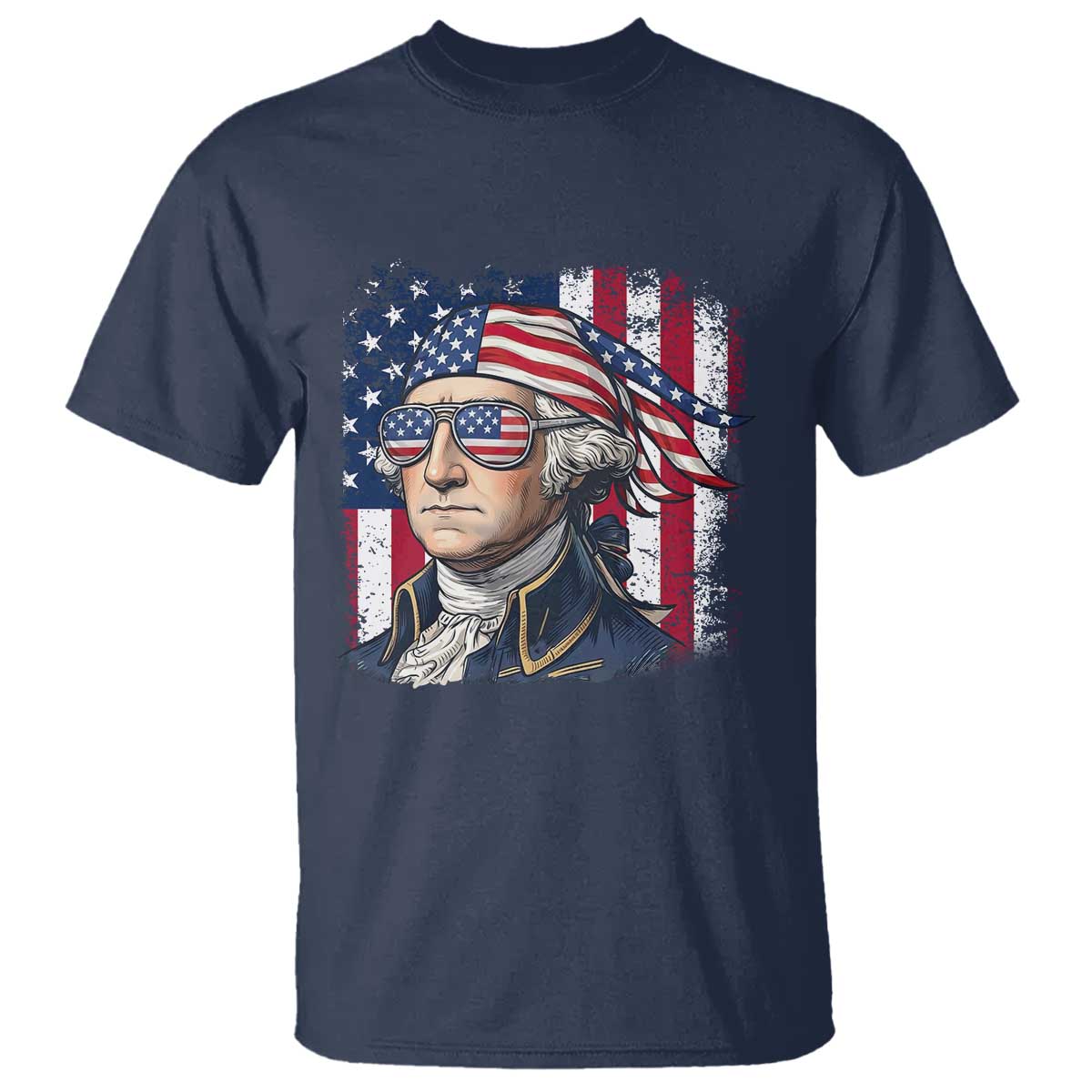 George Washington Patriotic T Shirt USA 250th Anniversary TS12 Navy Print Your Wear