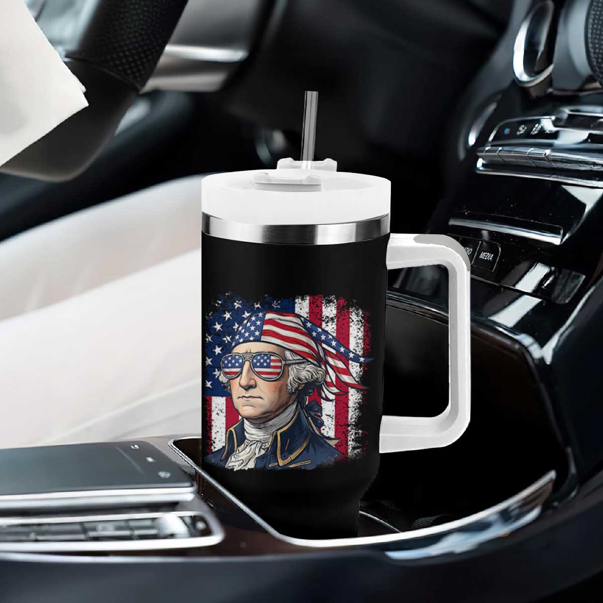 George Washington Patriotic Tumbler With Handle USA 250th Anniversary TS12 Print Your Wear