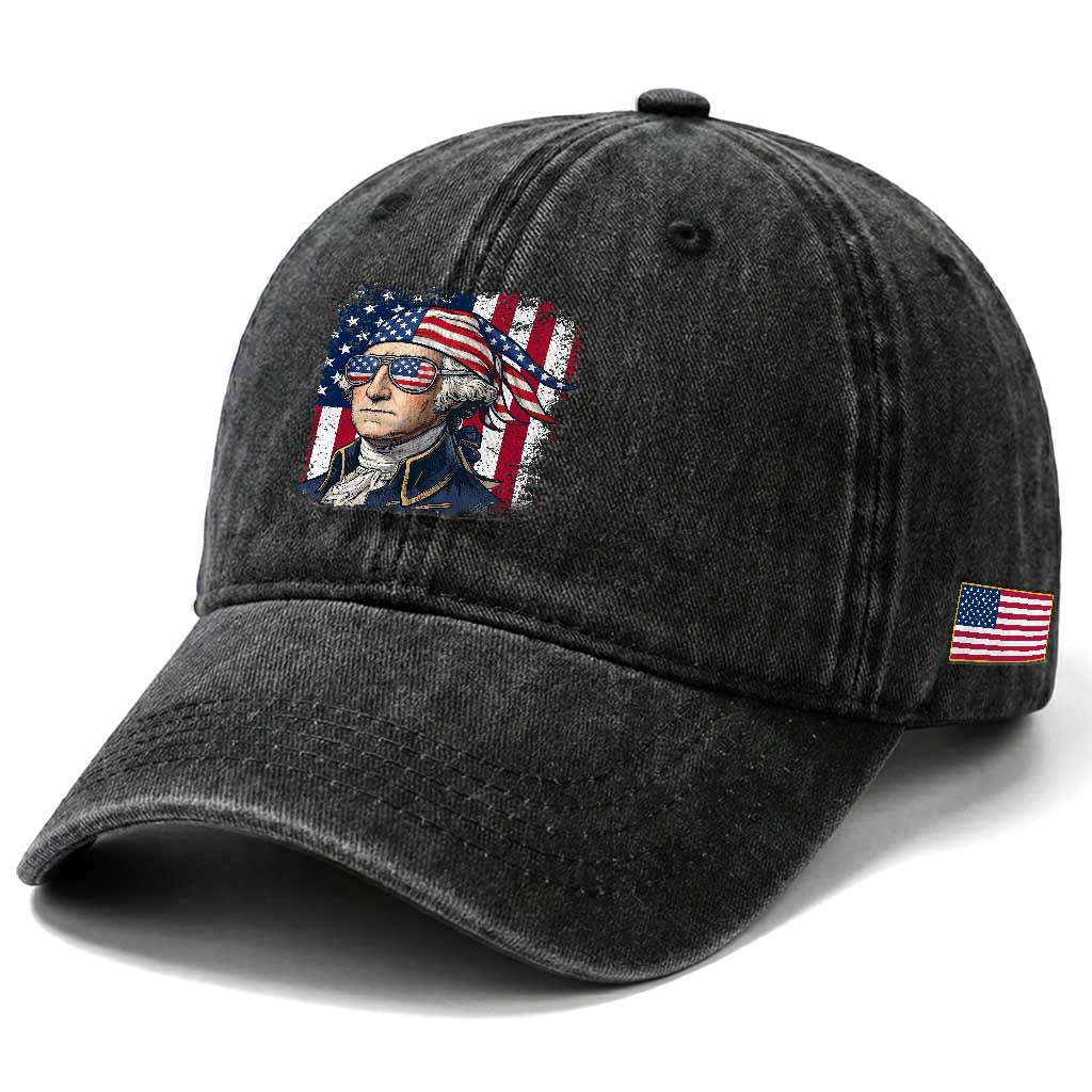 George Washington Patriotic Washed Cotton Baseball Cap USA 250th Anniversary TS12 Print Your Wear