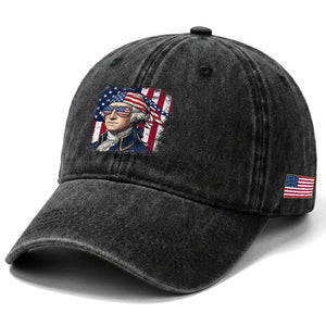 George Washington Patriotic Washed Cotton Baseball Cap USA 250th Anniversary TS12 Print Your Wear