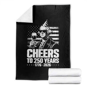 Funny George Washington Cheers To 250 Years Throw Blanket TS12 Black Print Your Wear